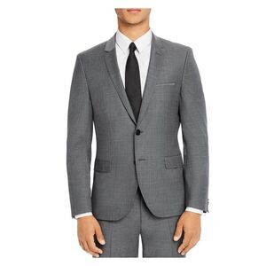 HUGO BOSS Mens Gray Stretch Extra Slim Fit Suit Separate Blazer 38R
